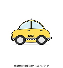 cute cartoon taxi cab vector illustration isolated on white background