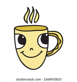 Cute cartoon tea cup. Vector illustration