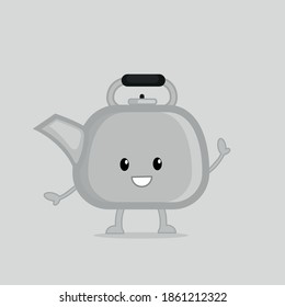 
cute cartoon teapot character with hands and feet