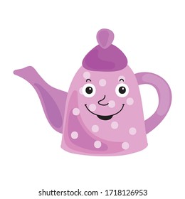 Cute cartoon teapot. Vector illustration