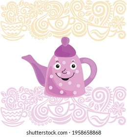 Cute cartoon teapot. Vector illustration