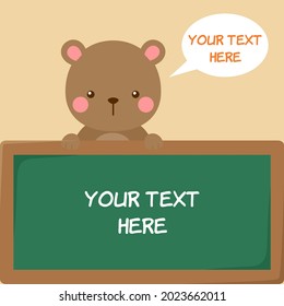 cute cartoon teddy bear with board