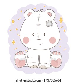 Cute cartoon teddy bear character. Graphic element for print design, greeting card, poster and t-shirt. Vector illustration.