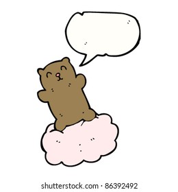 lindo oso de peluche flotando en la nube
