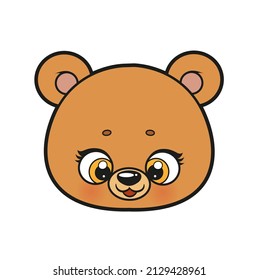 Cute cartoon teddy bear head color variation for coloring page on a white background