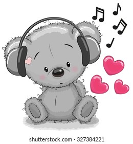 Cute cartoon Teddy Bear with headphones
