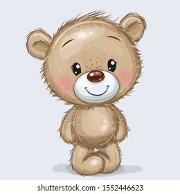 Cute Cartoon Teddy Bear isolated on a white background