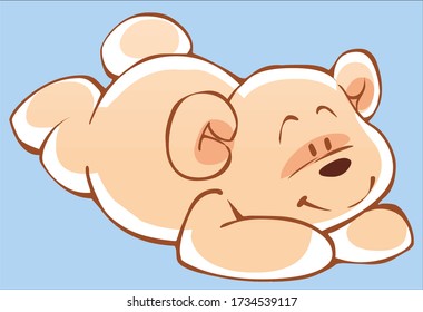 Cute cartoon Teddy bear lying on his stomach