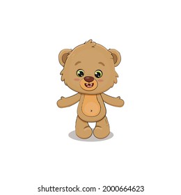 Cute cartoon teddy bear on a white background.Vector illustration