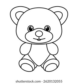 Cute Cartoon Teddy Bear Outline Vector Illustration. This vector illustration features a cute teddy bear in a simple cartoon style, designed with clean, bold lines and rounded shapes.