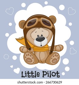 Cute cartoon Teddy Bear in a pilot hat 