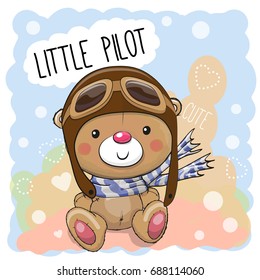 Cute cartoon Teddy Bear in a pilot hat