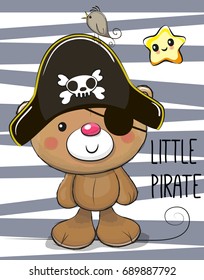Cute cartoon Teddy Bear in a pirate hat
