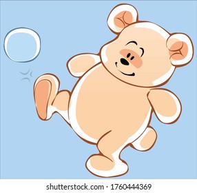 Cute cartoon Teddy bear playing with a ball