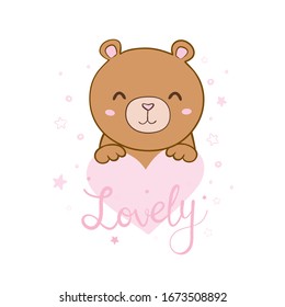 Cute cartoon Teddy bear, vector illustration
