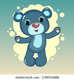 Cute Cartoon Teddy Bear . vector print.  Can be used for kid's clothing. Use for print, surface design, fashion wear. For design of album, scrapbook, card and invitation