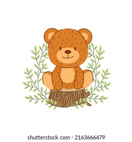 Cute cartoon Teddy bear, vector illustration.