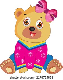 Oso de peluche de caricatura. Dibujo de ilustraciones vectoriales por mano.