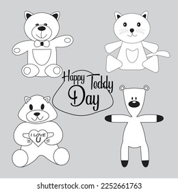 Cute Cartoon Teddy Bears for Teddy Day. A collection of cute teddy bears for the holiday, valentine's day. Vector illustration of cartoons. This file contains editable high quality of cute teddy bears