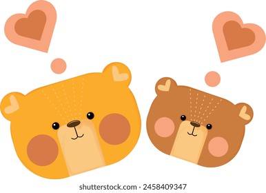 Lindos osos de peluche de dibujos animados con corazones