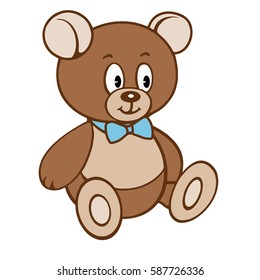 Cute cartoon teddy boy bear. Vector illustration isolated on white