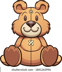 Cute cartoon teddy sitting front view. Vector clip art illustration with simple gradients. All on a single layer. 
