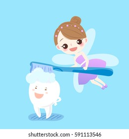 Cute Cartoon Teeth Sleep With  Tooth Fairy 