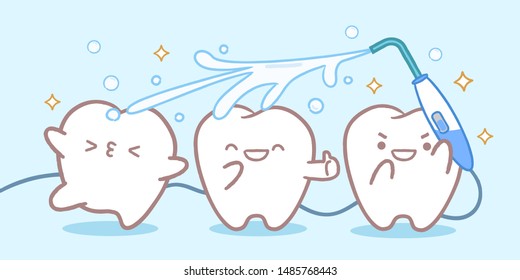 cute cartoon teeth take in the bath happily