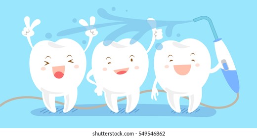 cute cartoon teeth take in the bath happily