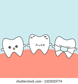 cute cartoon teeth vector funny concept illustration