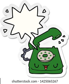 cute cartoon telephone with speech bubble sticker