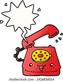 cute cartoon telephone with speech bubble in smooth gradient style