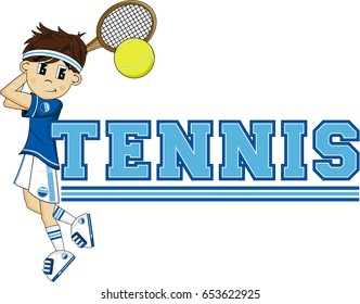 Cute Cartoon Tennis Boy