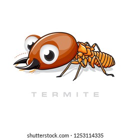 Cute cartoon termite isolated on white background. Vector illustration.