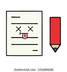 cute cartoon of a test paper