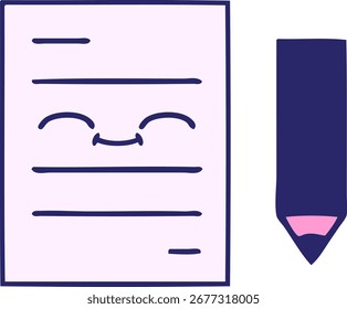 Dibujos animados lindos de un papel de prueba en color neón brillante