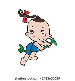 Cute ilustración vectorial tradicional tailandés de dibujos animados sobre fondo blanco