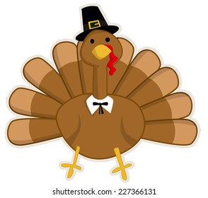 Cute cartoon Thanksgiving turkey