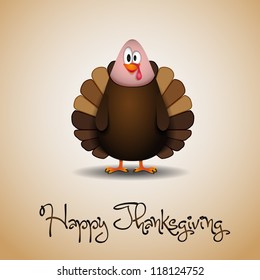 Cute cartoon Thanksgiving turkey - vector