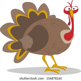 Cute cartoon thanksgiving turkey. Vector illustration