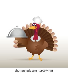 Cute cartoon Thanksgiving turkey. Vector illustration