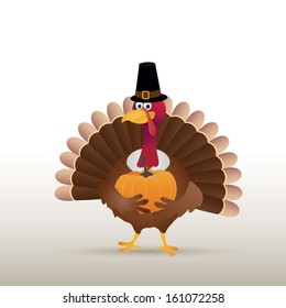 Cute Cartoon Thanksgiving Turkey Vector Illustration Stock Vector ...