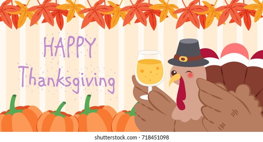 cute cartoon thanksgiving for your holiday concept