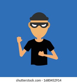 cute cartoon thief.vector illustration.blue background