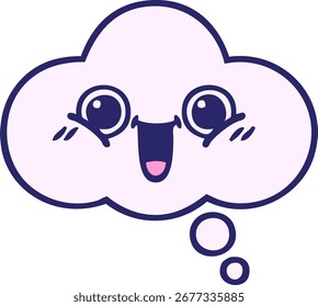 cute cartoon of a thought bubble in bright neon color