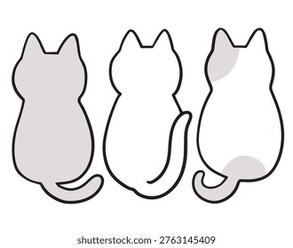 Cute cartoon Three Cats Sitting Together.