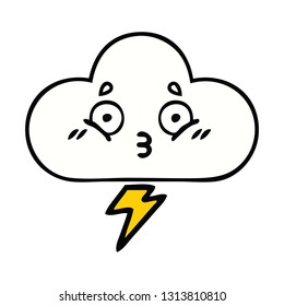 Cute Cartoon Thunder Cloud Stock Vector (Royalty Free) 1313810810 ...