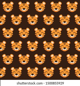 Cute cartoon tiger animal pattern vector