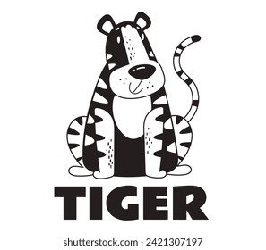 Cute cartoon tiger character mascot logo concept. Vector flat illustration