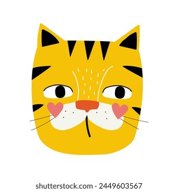 Cute cartoon tiger. Childish graphic. Vector hand drawn illustration.